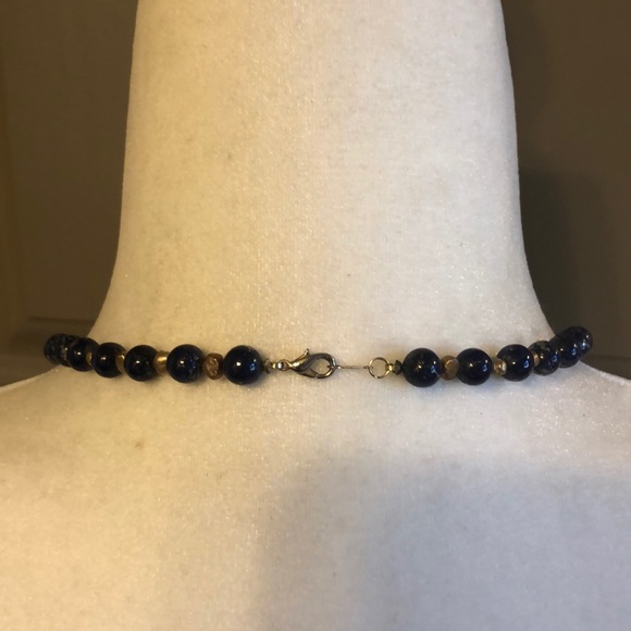 Lapis and gold nugget necklace and earrings - Picture 6 of 6